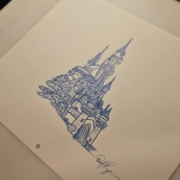 Disneyland Paris Sleeping Beauty Castle La Chateau De La Belle Drawing/sketch - Picture 5 of 6